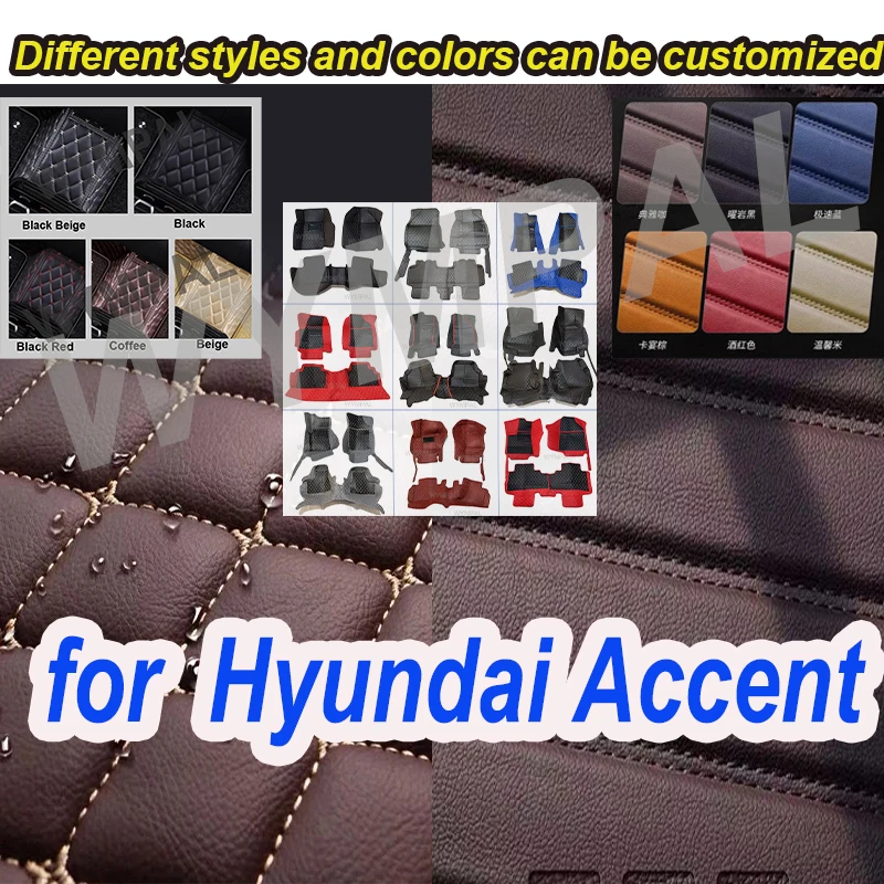 Alfombrillas de lujo para coche, alfombras de cuero para Hyundai Accent Verna Super Pony Brio Dodge Attitude MC MK3 2006 ~ 2011