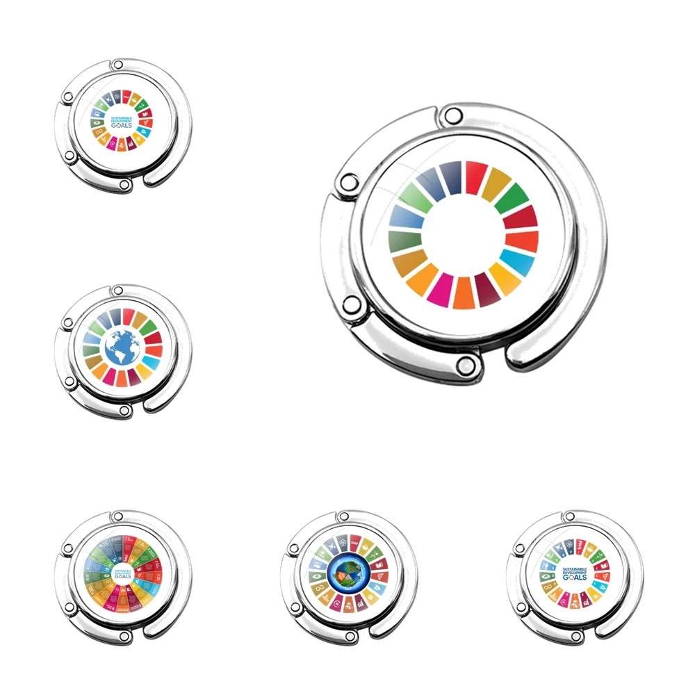 Foldable Purse Hook for Women's  Table Handbag Storage Folding Decor Table Hook Un Sdgs Un Global Goals Logo United