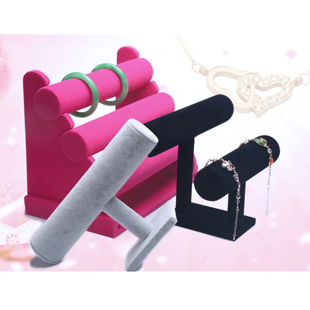 

Velvet Fleece Bracelet Stand Jewelry Display Holder Bangle Rosy Sturdy Easy Assemble Space Saving Home Decoration Shop