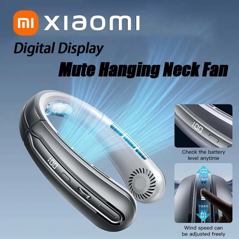 

Xiaomi MIJIA 8000mAh USB Hanging Neck Fan Portable Bladeless Mini Rechargeable Mute LED Digital Display Electric Fans Air Cooler