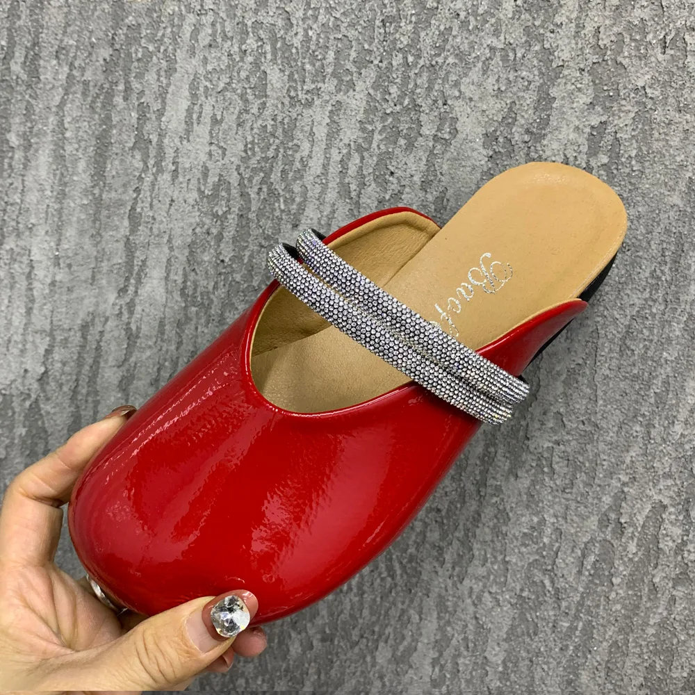 Women Slippers Rhinestone Fashion Summer Shoes For Women Flats Half Slippers Plus Size Women Mullers