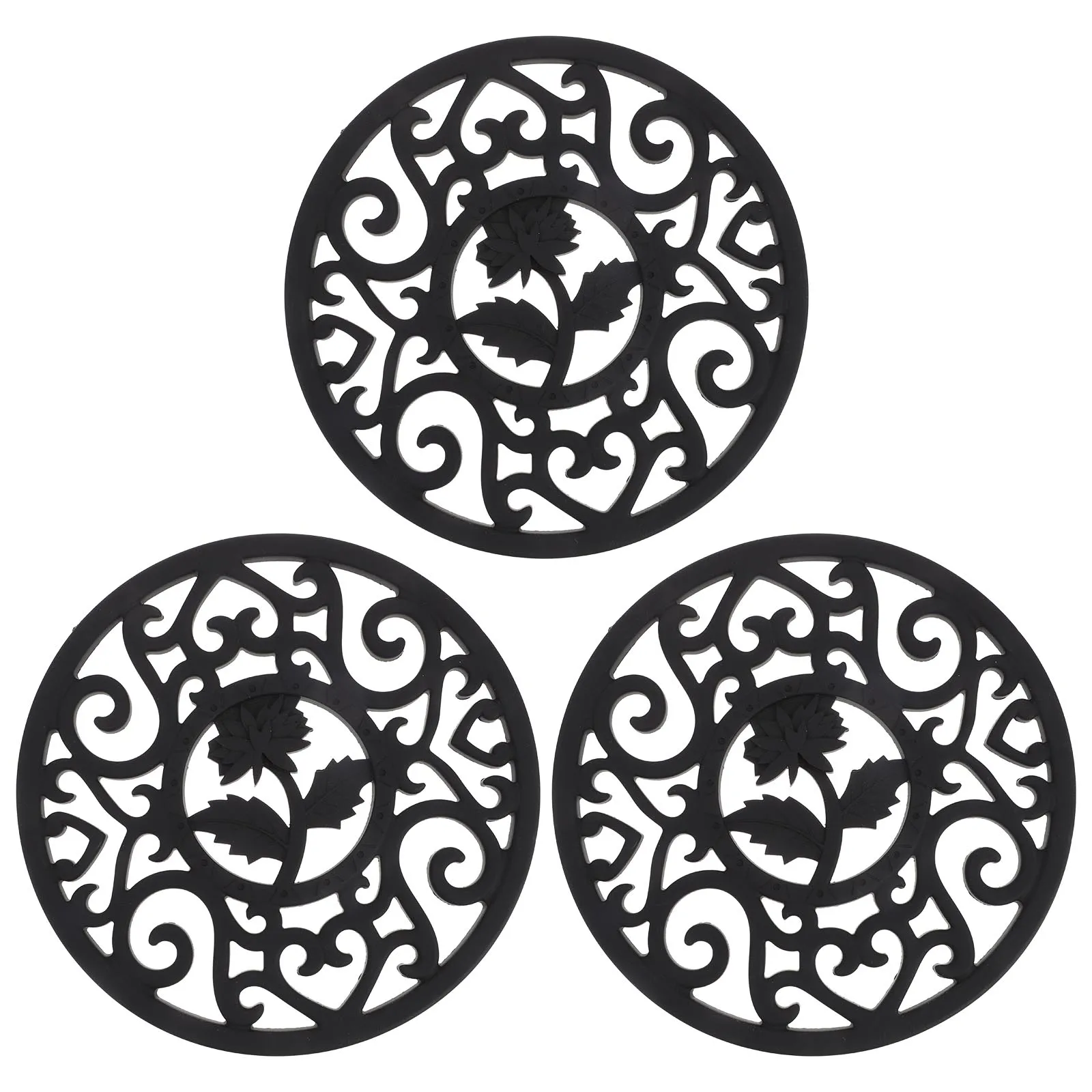

3 Pcs Heat Insulation Pad Round Silicone Trivet Hollow Design Kitchen Protector Dish Mats Place Mats for Home Storing