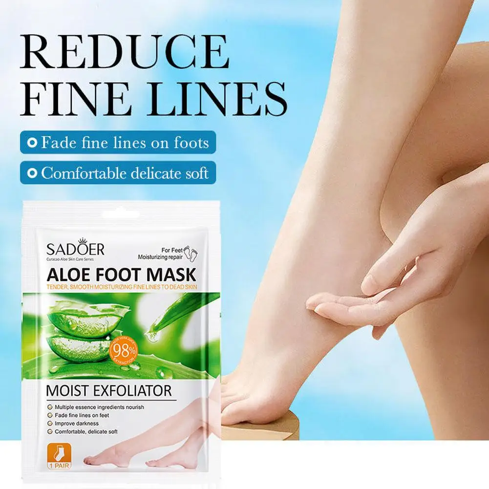 Aloe Vera Foot Mask Exfoliating Moisturizing 1 Pair Dead Skin Remover Spa Pedicure Socks Hydrating Foot Care Treatment