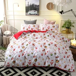 2024 Children Christmas Printing Bedding Set (Duvet Cover+Pillowcase) Santa Claus  Home Bedroom Decor Cute Comforter Cover