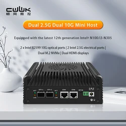 New 12th Gen Firewall Mini PC Intel i3 N305 N100 Soft Router 2x10G SFP+ 2xi226-V 2.5G NVMe 2xHD DDR5 Mini PC NAS Server