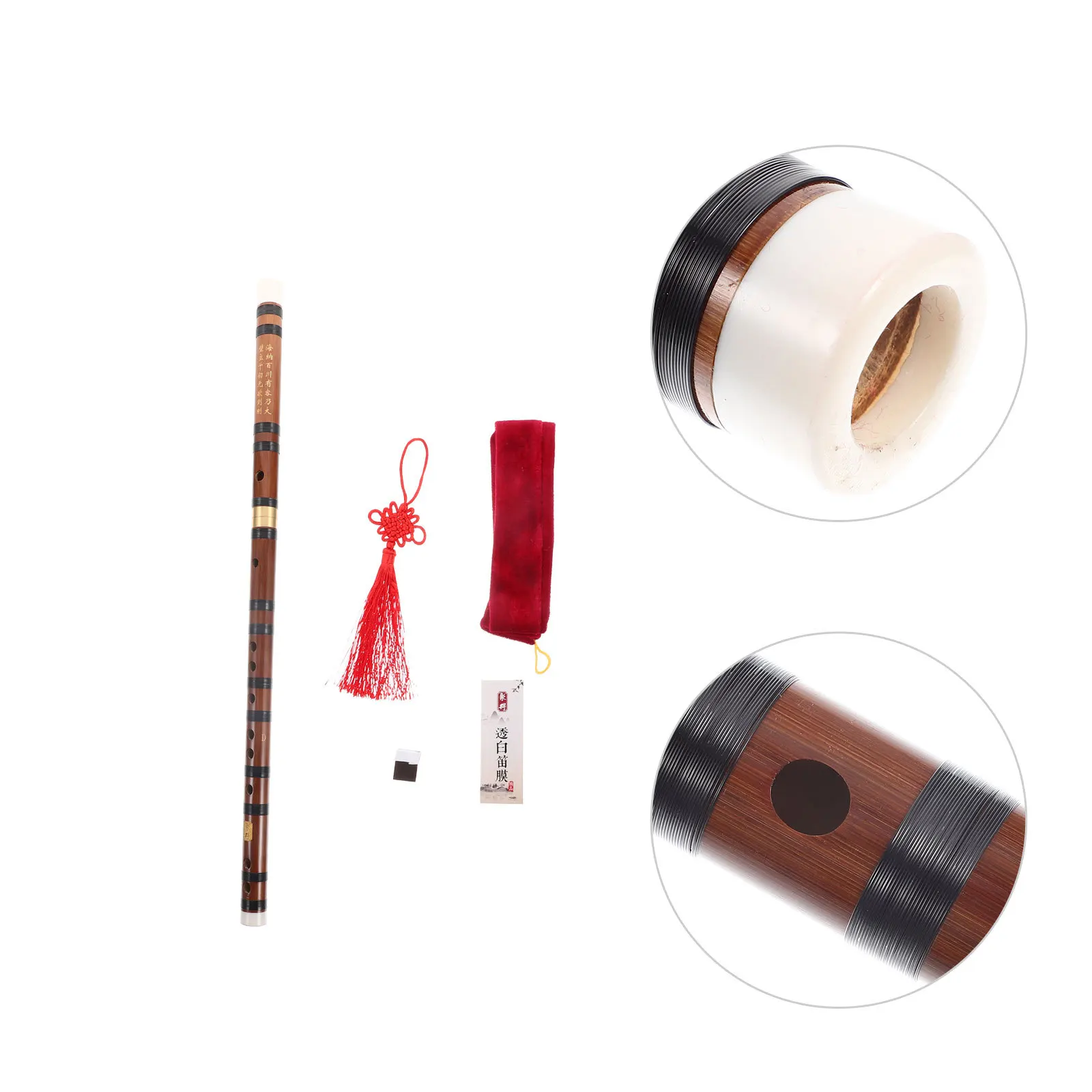 

1Set Bamboo Flute Chinese Style Portable Durable Retro D Tone Beginners Students Practicing Flute Lightweight Traditional