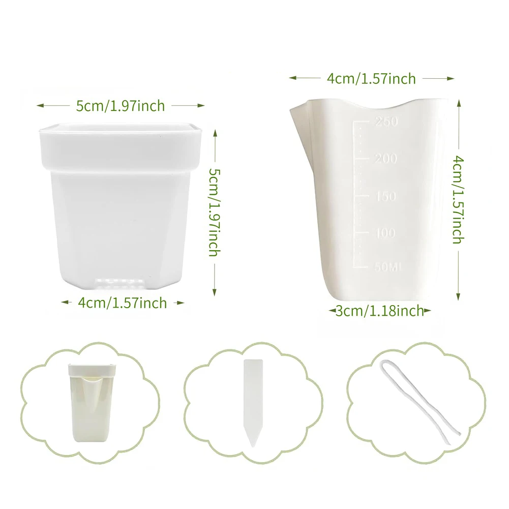 10 or 16 Piece Self Watering Flower Pots with Drainage Holes Wicks and Plant Labels for Indoor Propagation Use