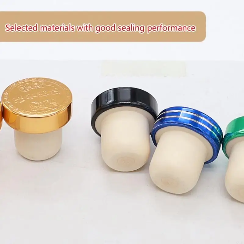 G92C Champagne Rubber Bottle Cover Wine Stopper Kitchen Bar Supplies T-shaped Bottle Sealing Plug Bar Tool Beer Cork