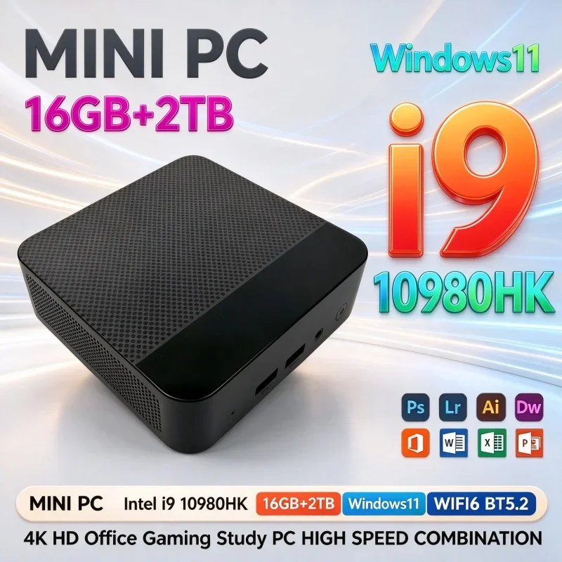 Energy Saving Mini Gaming PC Intel I9 10980HK Windows11 16GB RAM 1TB/2TB SSD WiFi6 BT5.2 Portable Home Office Desktop Computer