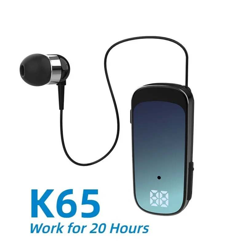 Trouvaille K65 Wireless Headphone In Lotus Bluetooth Earphones Retractable Headset Lavalier Clip Single Ear Handsfree With Mic