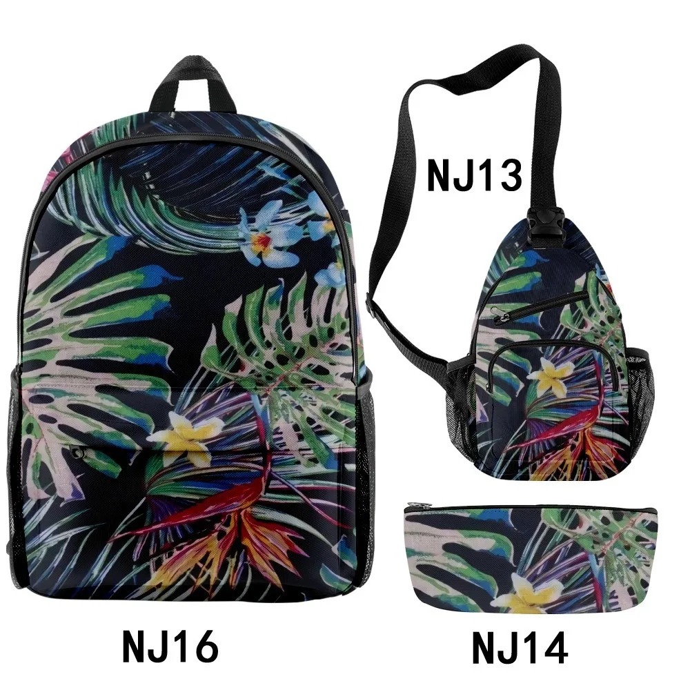 

Trendy Popular Funny Creative Maple Leaf 3D Printed 3pcs/Set pupil School Bags Travel Laptop Backpack Chest Bag Pencil Case