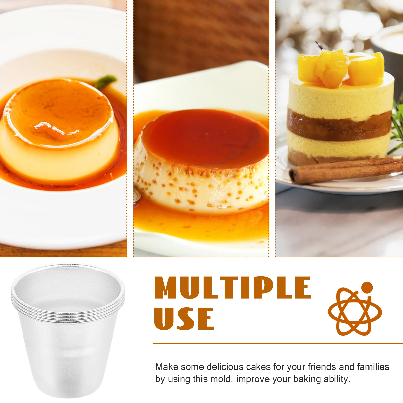 

4pcs Aluminum Alloy Mini Pudding Molds Baking Cup For Cake Tart Cheesecake Homemade Dessert Household Bakeware Set