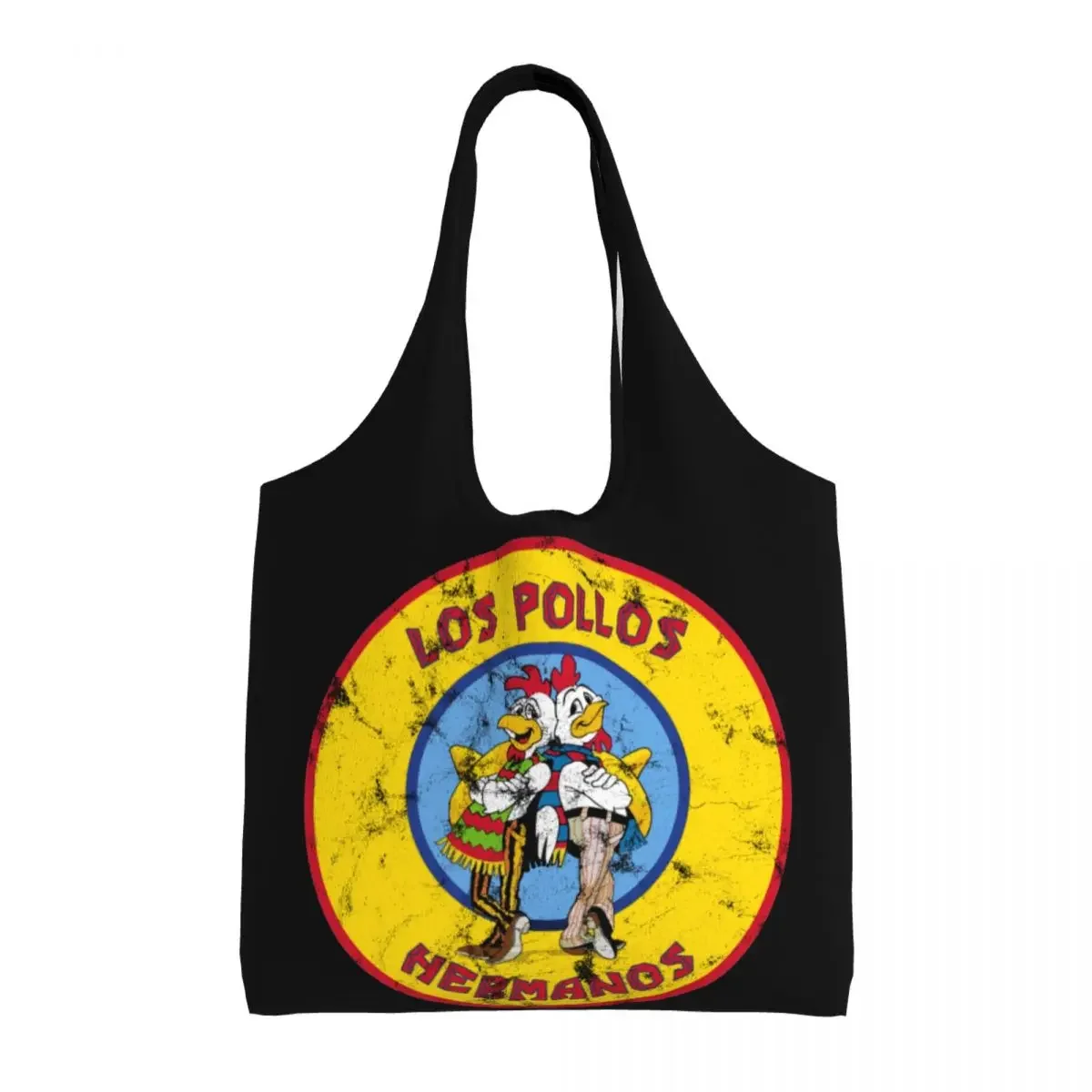 Kawaii Distressed Breaking Bad Shopping Tote Bag Reusable Los Pollos Hermanos Bullseye Canvas Grocery Shoulder Shopper  Handbag