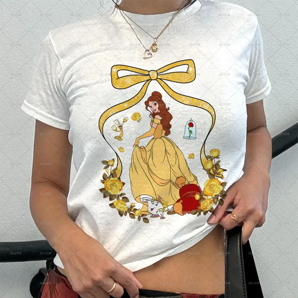 Coquette Bows Belle Princess Beauty and the Beast T-Shirt Disney Princess Magic Kingdom Disney Girl Trip Epcot Baby Tee Crop Top