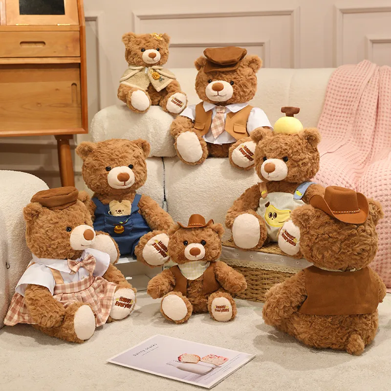 

Lovely Bear Family Plush Toys Stuffed Cartoon Couple Soft Hugging Doll Cozy Gentle Companion Xmas Gift for Children