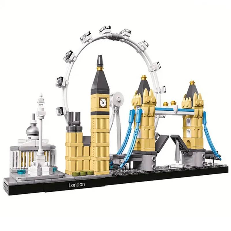 Architecture Building Set London Compatible 21034 Big Ben Tower Bridge Model Building Block Bricks Toys for Kids Christmas Gifts