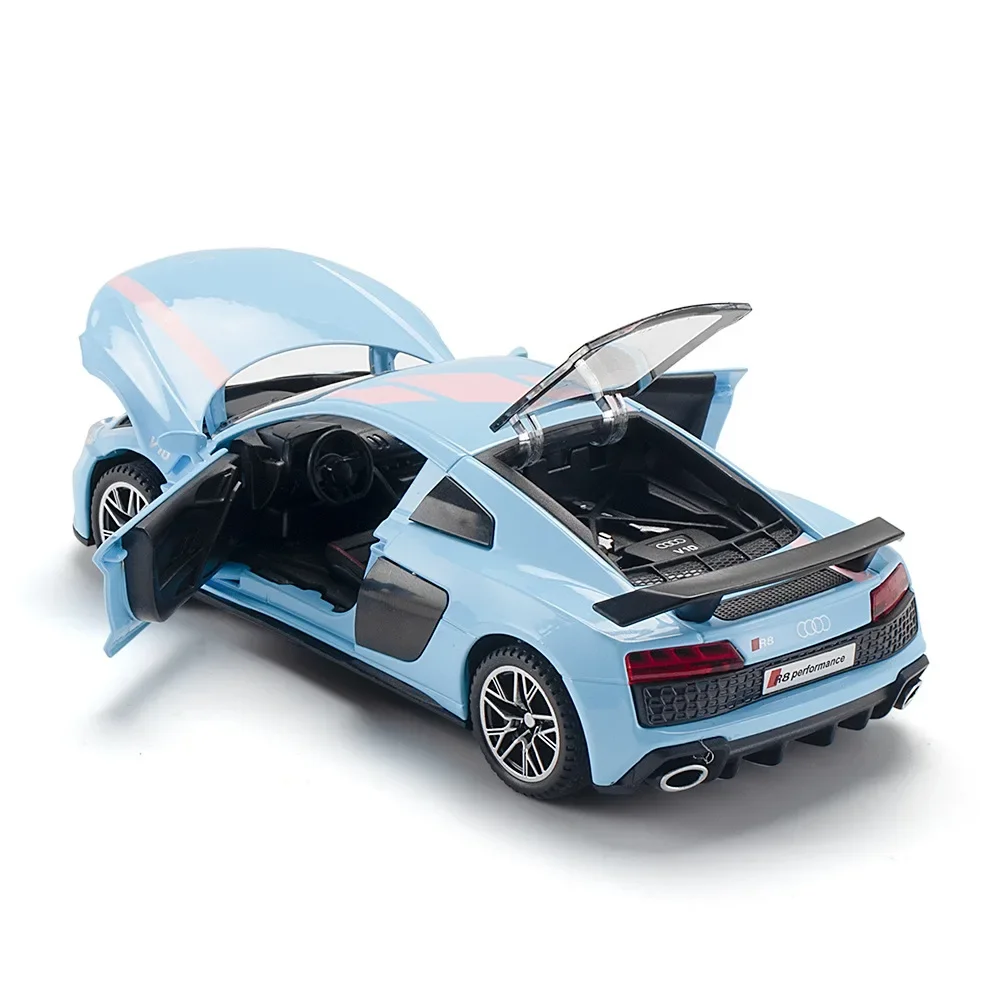 1:32 R8 V10 Plus Supercar Legierung Auto Modell Druck Druck Metall Spielzeug auto Sound Und Licht Zurückziehen Simitation Sammlung Geschenke F406