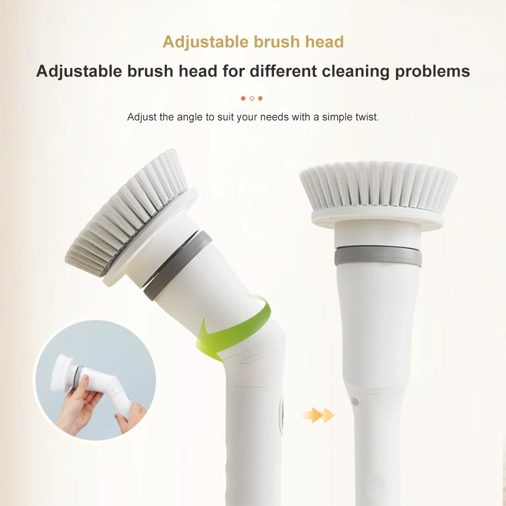 Cordless Scrubber Rechargeable Shower Cleaning Brush 6 Replaceable Cleaning Heads Multi-Purpose for Cleaning Tub Tile Floor Sink