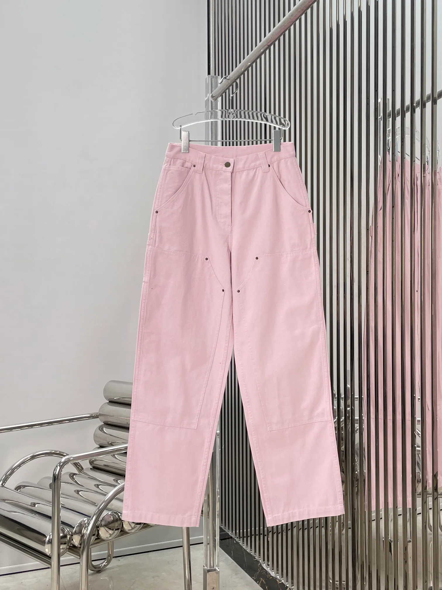 Women's Casual Cotton Workwear Pants Multi-Layer Pockets High Waist Straight Leg Long Trousers Slimming Fashionable Long Legs