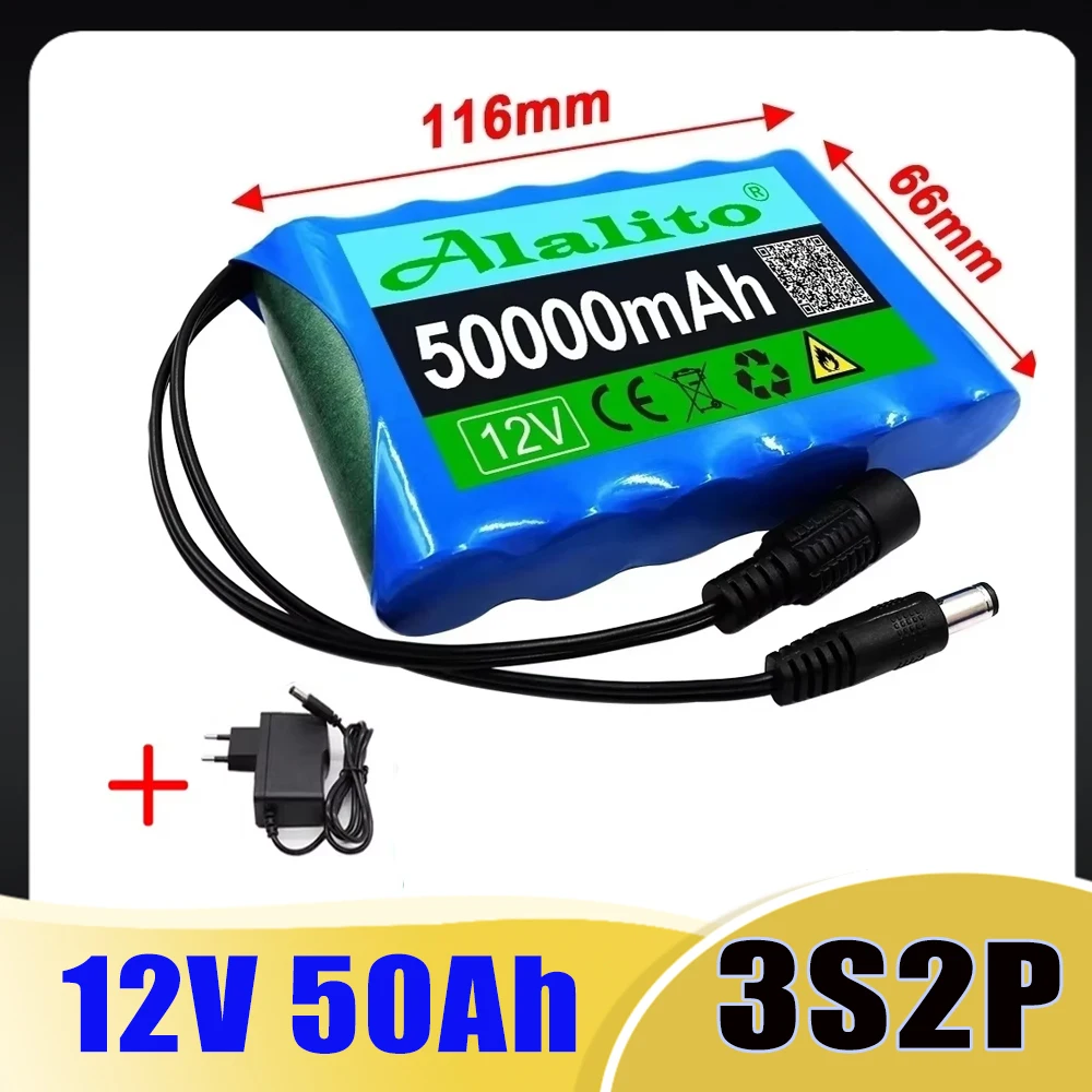Емкость литиевого аккумулятора 12 В, 50000 мАч, 12,6 В постоянного тока, 50 Ач, монитор камеры видеонаблюдения, фонари для рыбалки, ксеноновые лампы,loudколонки с зарядным устройством Емкость литиевого аккумулятора 12 В, 50000 мАч, 12,6 В постоянного тока, 50 Ач, монитор камеры видеонаблюдения, фонари для рыбалки, ксеноновые лампы,loudколонки с зарядным устройством