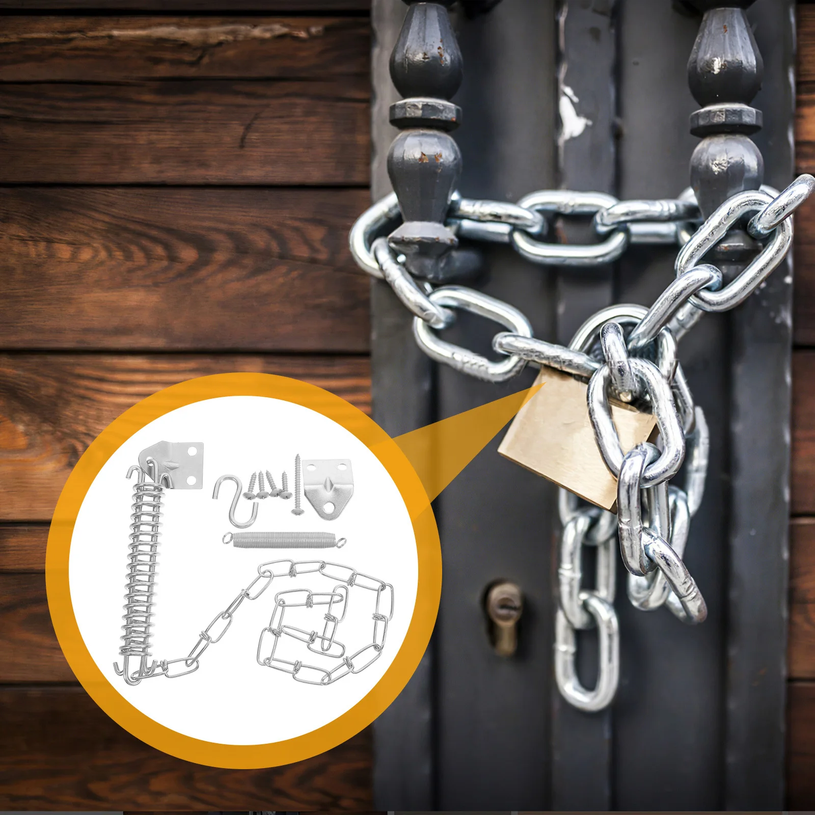 

1pcs Steel Anti-Theft Door Chain Lock Heavy Duty Windproof Security Design Easy Install For Front Door Hotel Window Gate