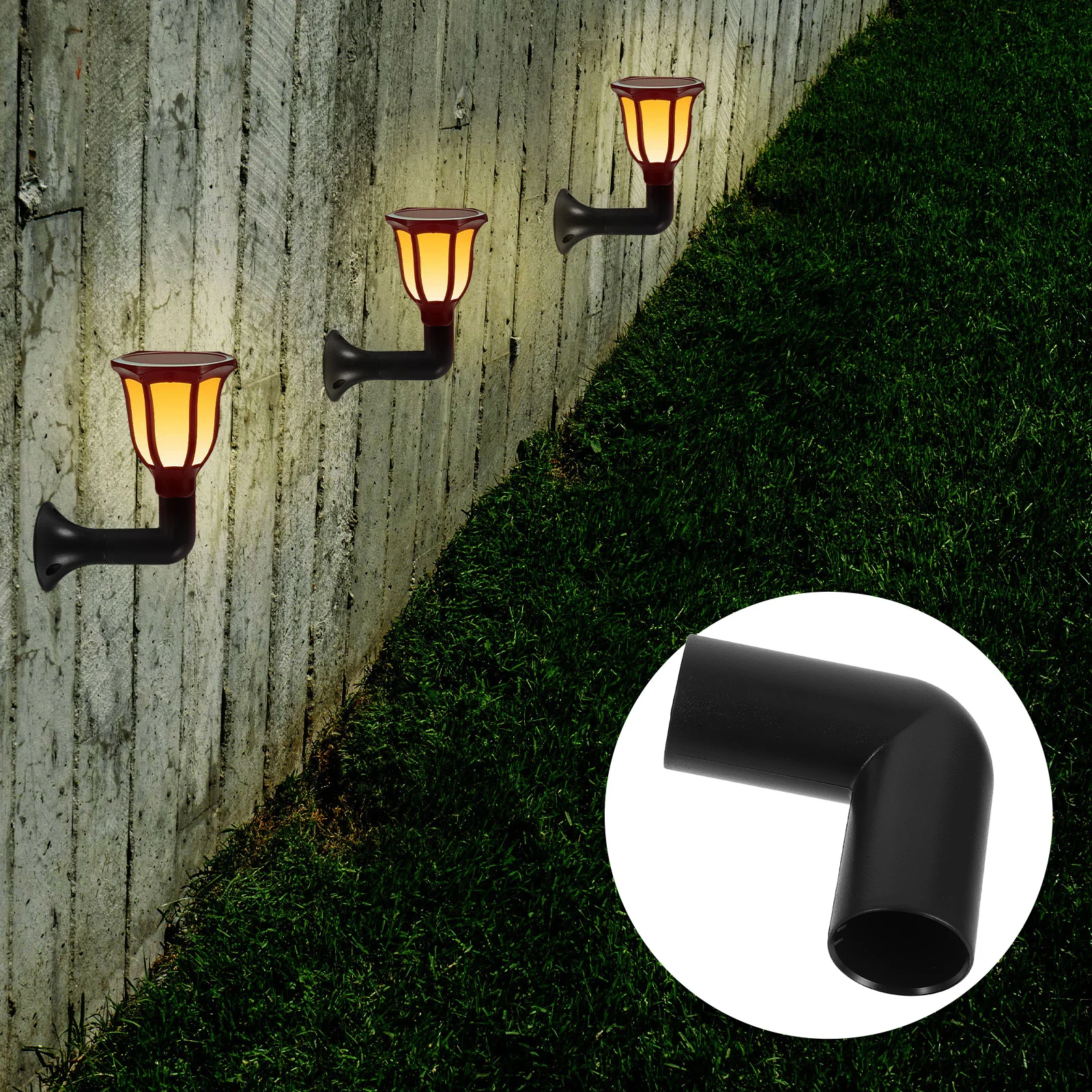 

10Pcs Bend Lawn Light Accessories Solar Light Extension Pole Connectors for Garden Path Lights Waterproof Sturdy Plastic Joint