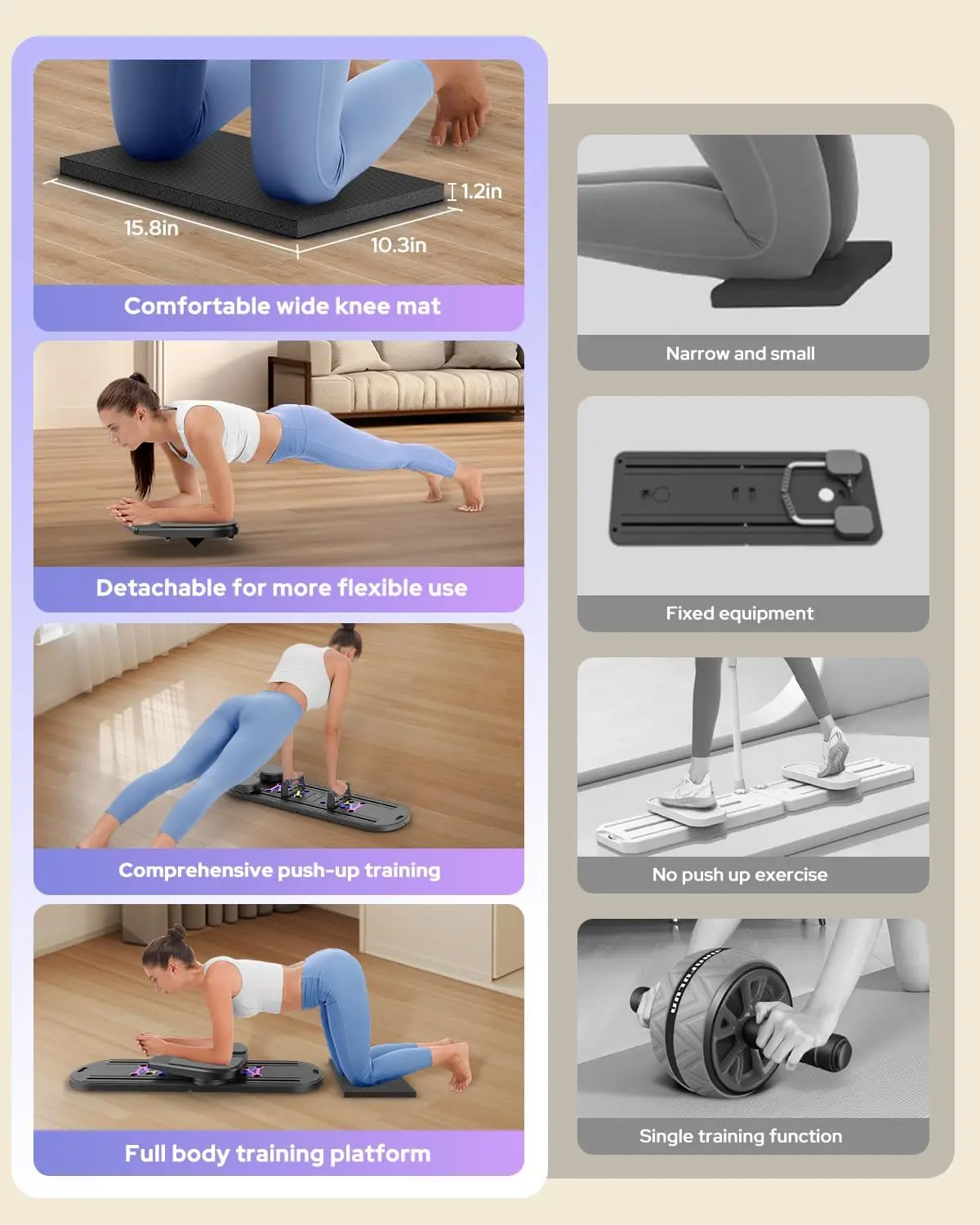 6‑in‑1 Multifunctional Pilates Board Abdominal Muscle Plank Support Home Sports Fitness Equipment