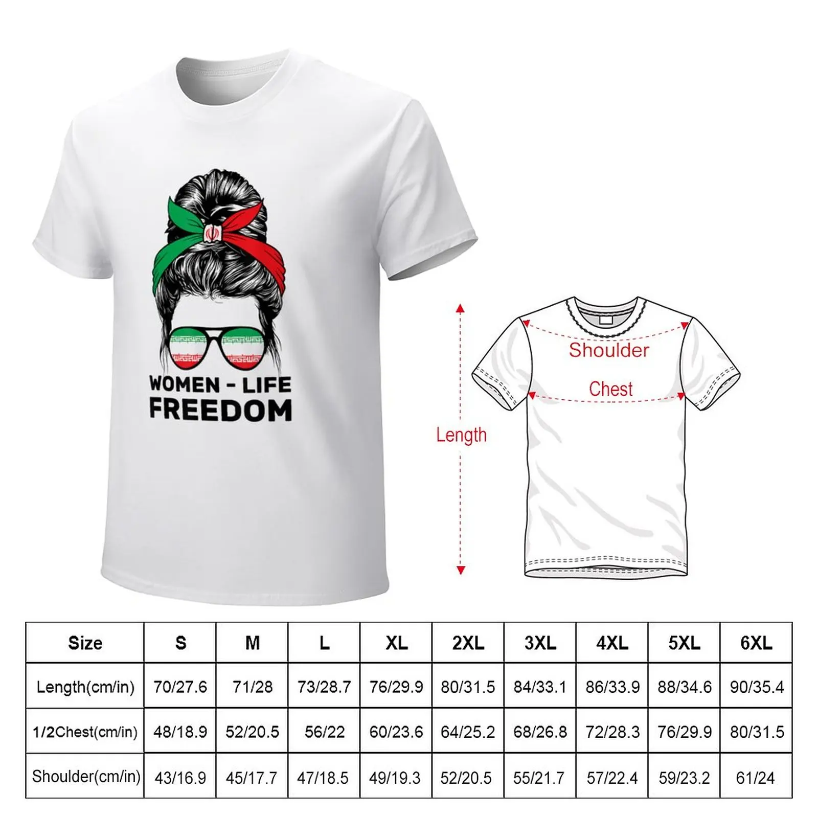 women life freedom free iran messy bun iranian flag T-Shirt new edition anime clothes funnys men clothes