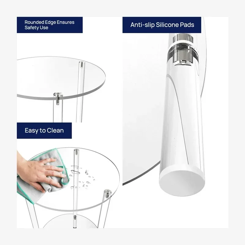 Acrylic coffee table round living room small apartment