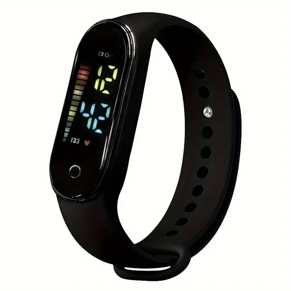 LED Touch Screen Outdoor Electronic Watch, Silicone Band Sports Digital Watch, LED White Light Touch Electronic Watch