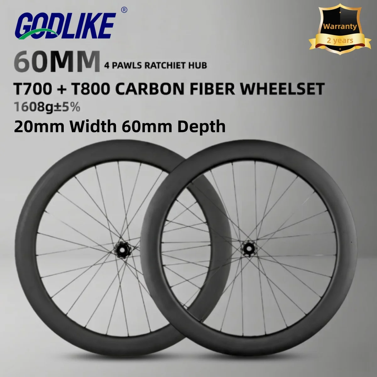 

Колесный комплект GODLIKE 700C из карбонового волокна для шоссейного велосипеда, обод 60 мм, ширина 20 мм, клинчерный, готовый к установке бескамерных шин, дисковые тормоза, карбоновое волокно