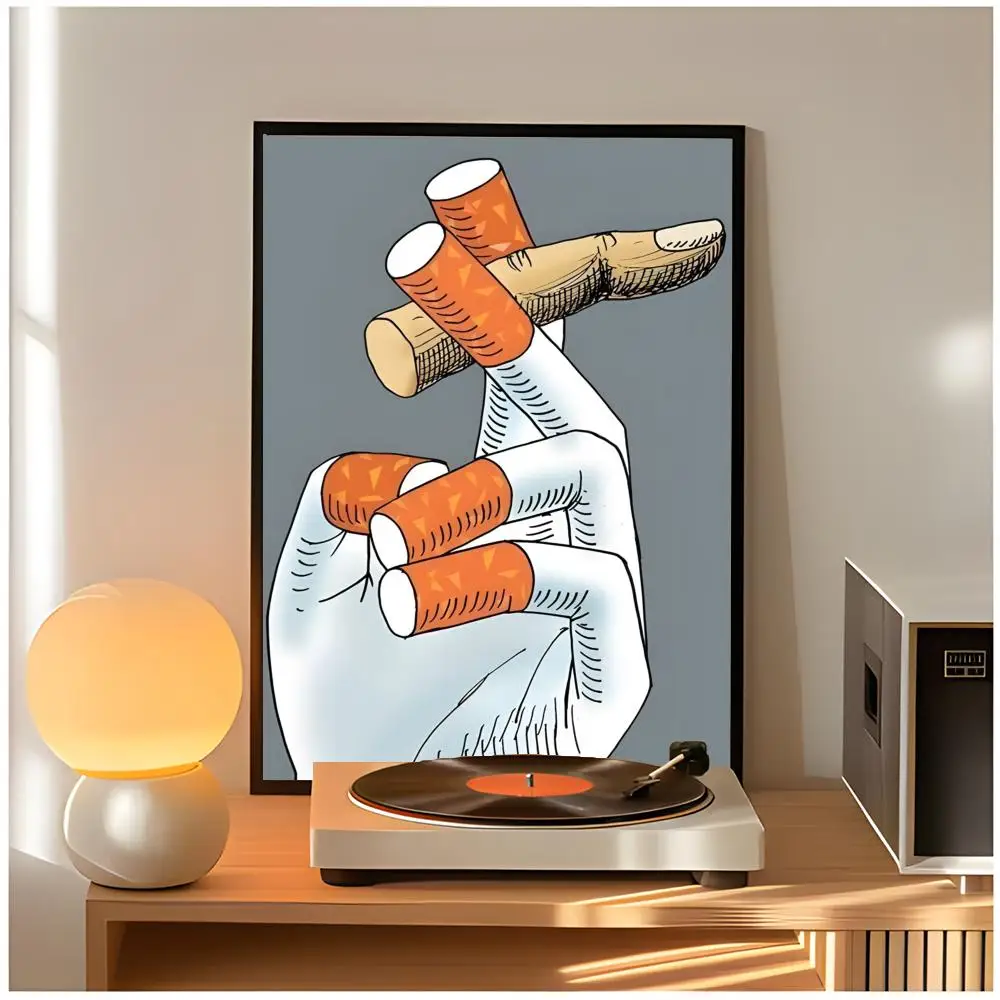 Retro Safety Sign Warning Logo Ban No Smoking Retro Poster Premium Wall Decor Modern Home Poster Unframed
