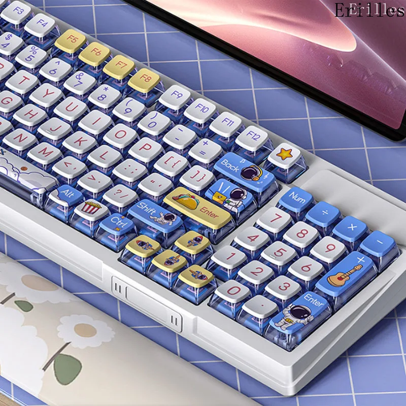 พุดดิ้งโปร่งใส Keycap ชุดคีย์บอร์ดคุณภาพสูงพิเศษหมวกบุคลิกภาพ DIY นักบินอวกาศ Theme คีย์บอร์ดสวิทช์