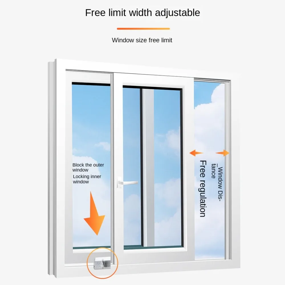 New Aluminum Alloy Window Locks Adjustable Sliding Security Window Lock Stopper Safety Sliding Door Clips Door
