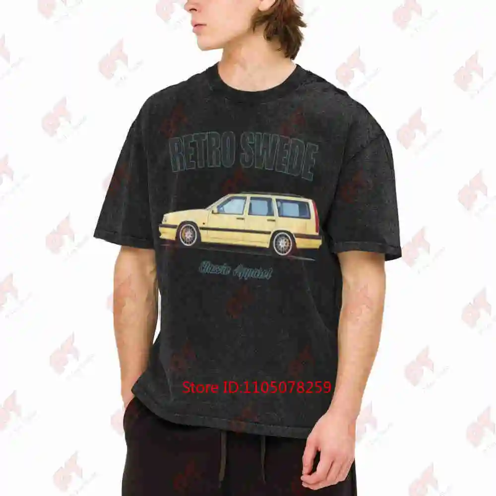 850 T5 Estate Retro Swede Classic Car Vintage Washed Tee Pure Cotton T-Shirt