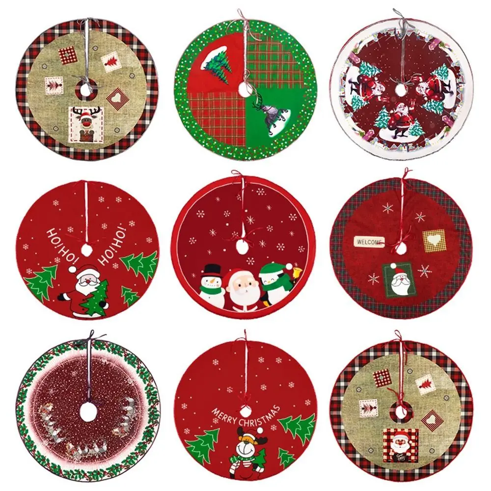 Party Decor Christmas Tree Skirt Merry Christmas Snowman Santa Elk Carpet Floor Mat Home Supplies Tree Accessories