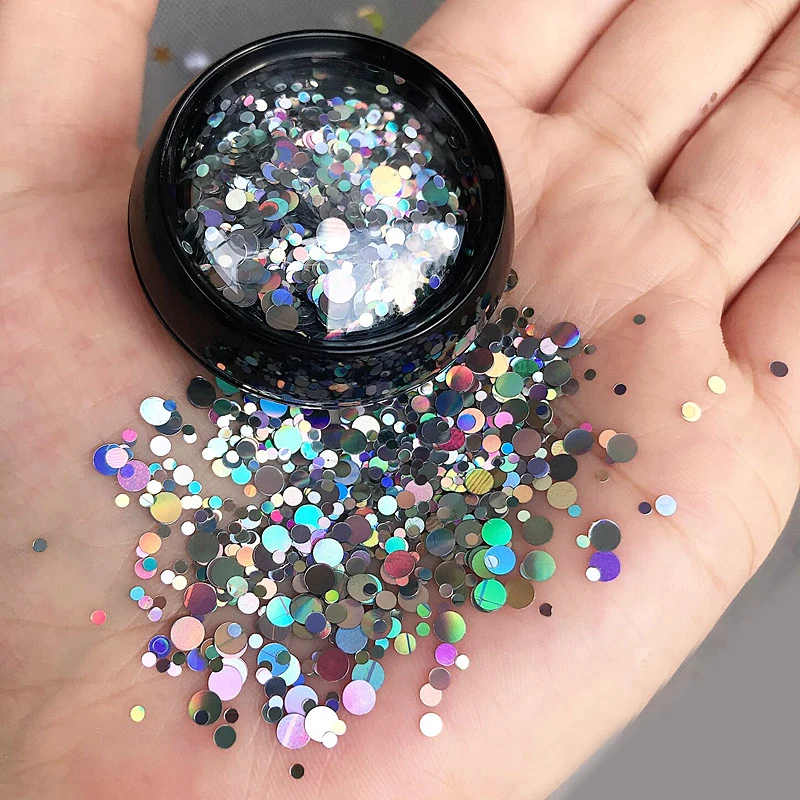 1 box 1mm Laser Nail Sequin Sparkles Shiny Nail Paillettes Hologram Nail Art Glitter Sheets Manicure Tips DIY Nail Tool 3ml