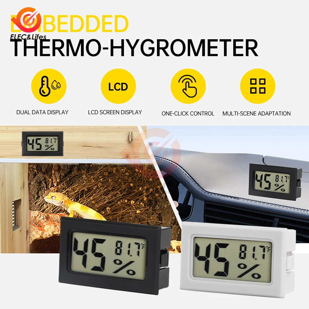 1 unidad -20 ~ 60 ℃   Mini termómetro Digital LCD, higrómetro cuadrado, probador de temperatura y humedad, Detector de Sensor para congelador y refrigerador