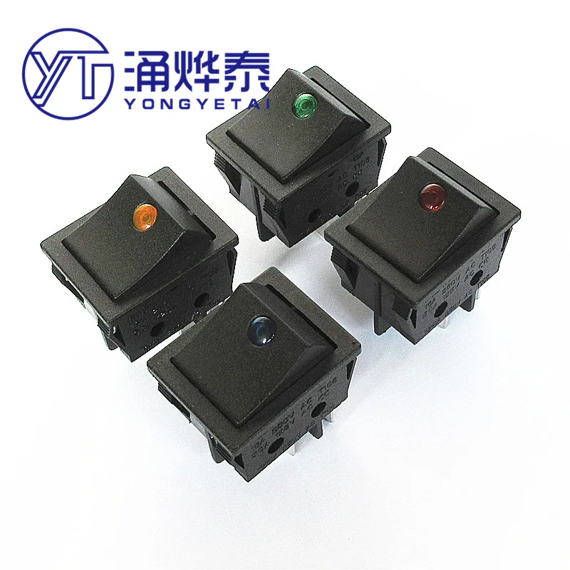 YYT 2PCS Ship type switch KCD4 4Pin 2 file Gear with light cat eye rocker switch power switch