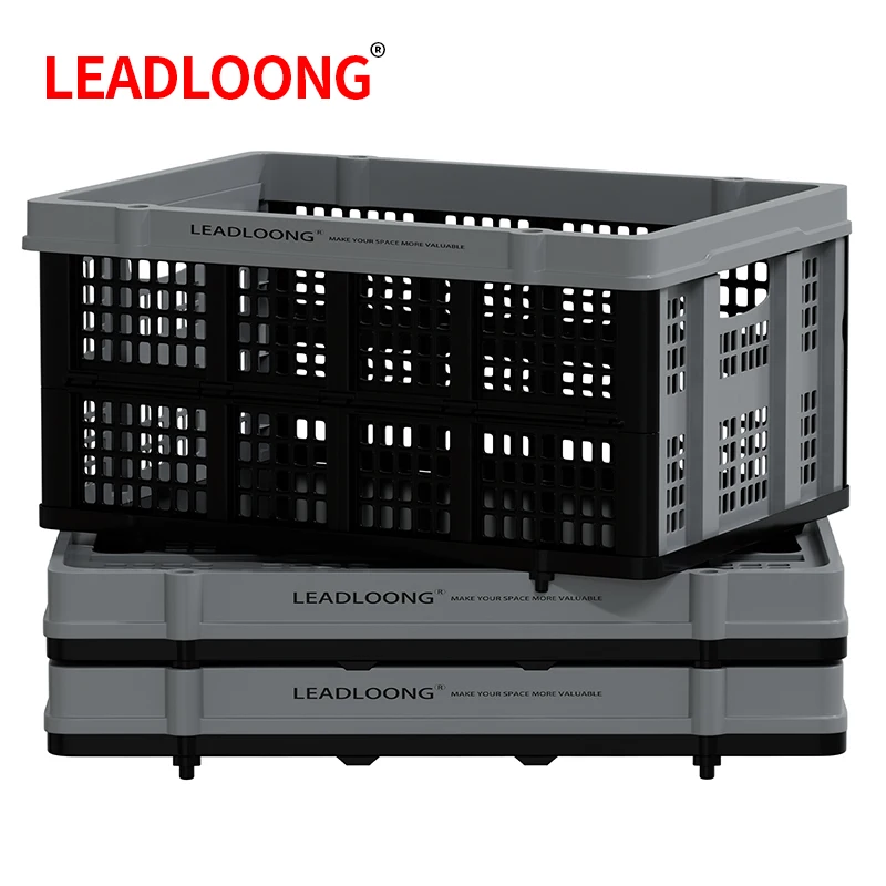 

LEADLOONG 2/4Pcs Folding Basket 56*40*27.3cm\22*15.7*10.7inch Collapsible Storage Basket Plastic Basket for Garage Home Garden