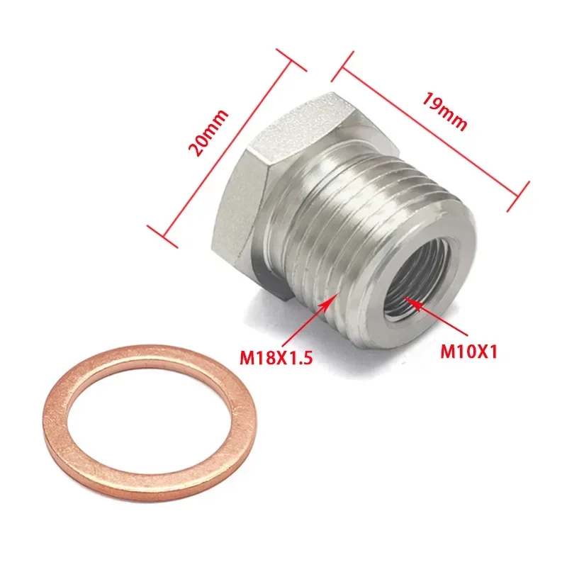 M18 X 1,5 MM a M10 X 1,0 MM escape O2 Sensor de oxígeno espaciador reductor adaptador conector accesorios piezas de automóvil