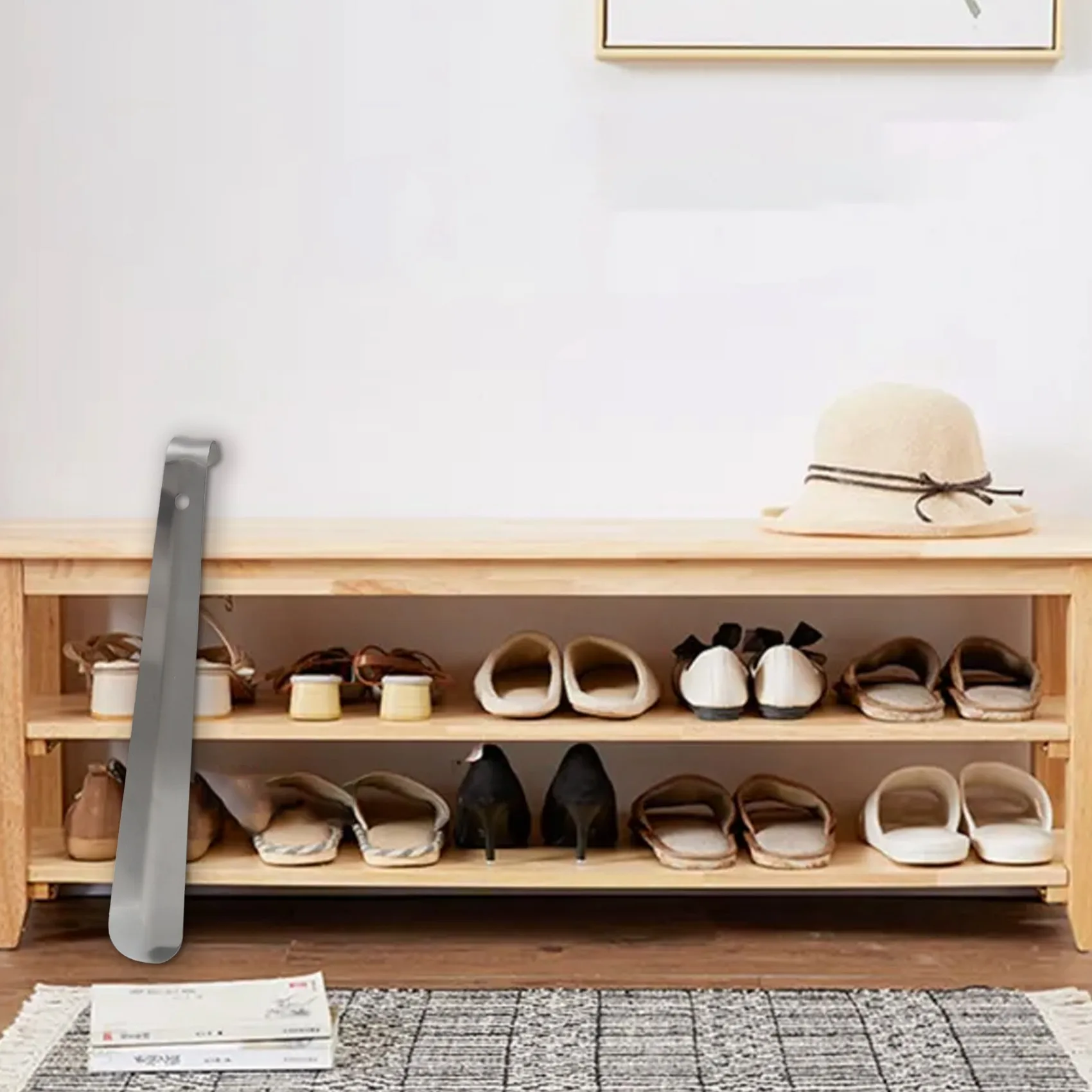 ABQR из нержавеющей стали с удлиненной ручкой, рожок для обуви, инструмент для подъема обуви, серебро, 30 см/11,8 дюйма