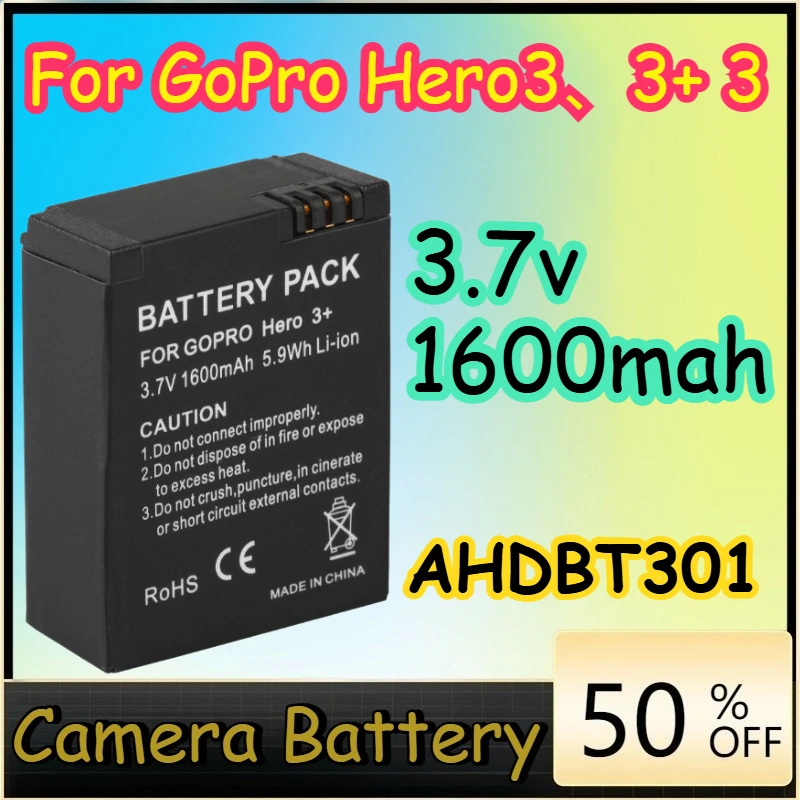 

Аккумулятор 1600 мАч 3.7В AHDBT301 высокого качества для GoPro Hero3, 3+ и 3 Camera. В наличии. AHDBT201