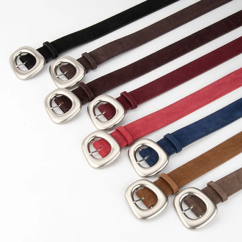 Men Women Vintage Suede Genuine Leather Corset Female Cummerbund Coat Waistband Dress Decration Wide Belt J1867