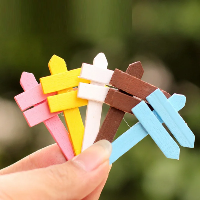 10 Pcs Simulated Succulent Plant Flowerpot Moss Micro Landscape Decoration Guidepost Label Multi-colored Wood Realistic