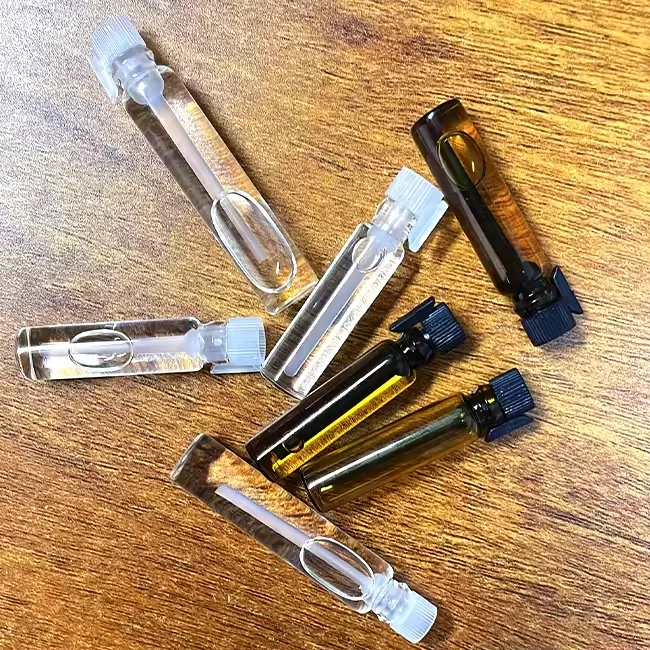 

Perfume Sample Vial SmallGlass Bottle with Plastic Stopper,Transparent Glass Eco-FriendlyRoundMini Oil Tither Trial LoadedBottle