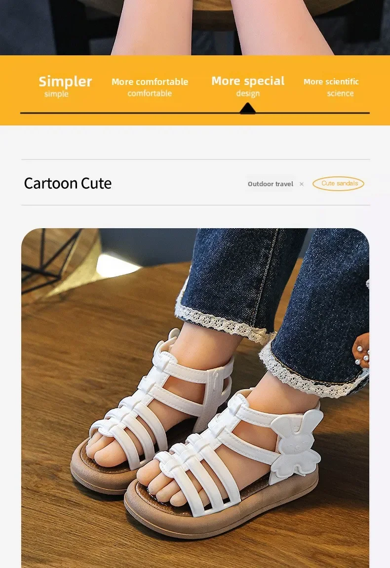 1-10 Jahre Mädchen-Sandalen Sommer Neue Coole Modische Prinzessinnen-Schuhe für Schülerinnen Flache Sandalen Freizeitschuhe – Detail 4