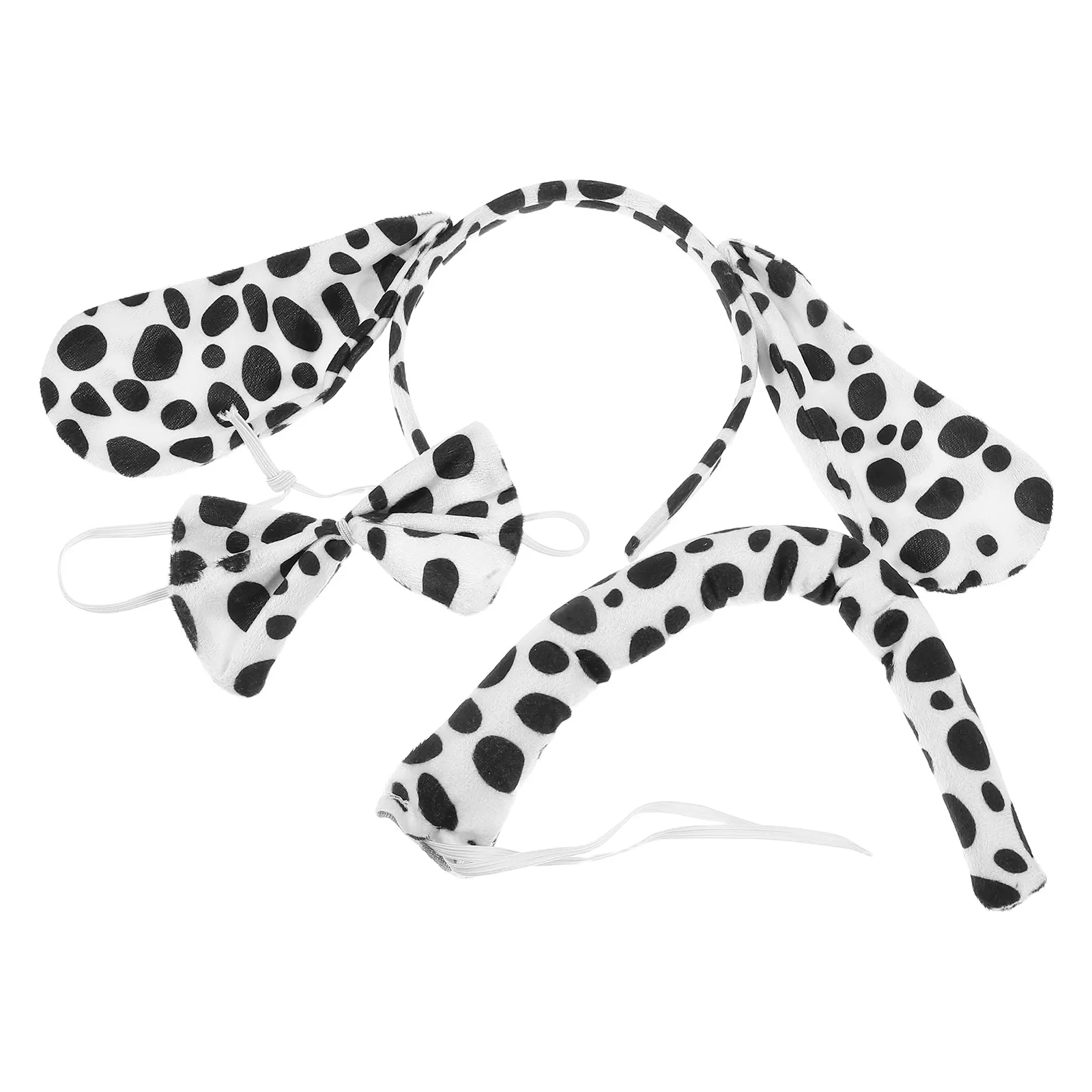 3Pcs Stylish Dog Ear Headband Bow Tie Tail Set Halloween Cosplay Costume for Adults Children Animal Theme Party Masquerade Prop