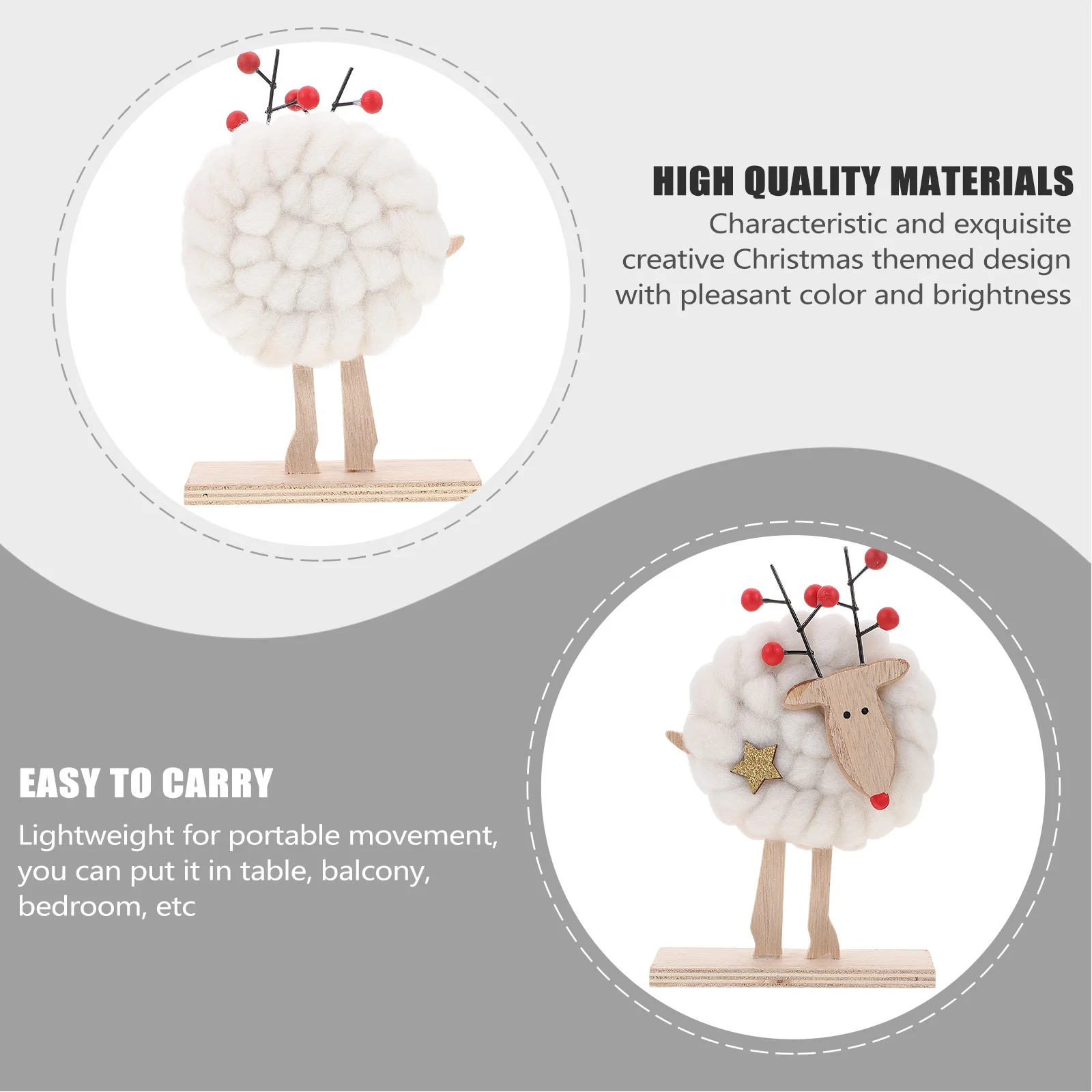 

1pc Wool Felt Christmas Themed Ornament Creative Xmas Decor Festival Desktop Decoration Home Table Stand Wooden Craft Scene