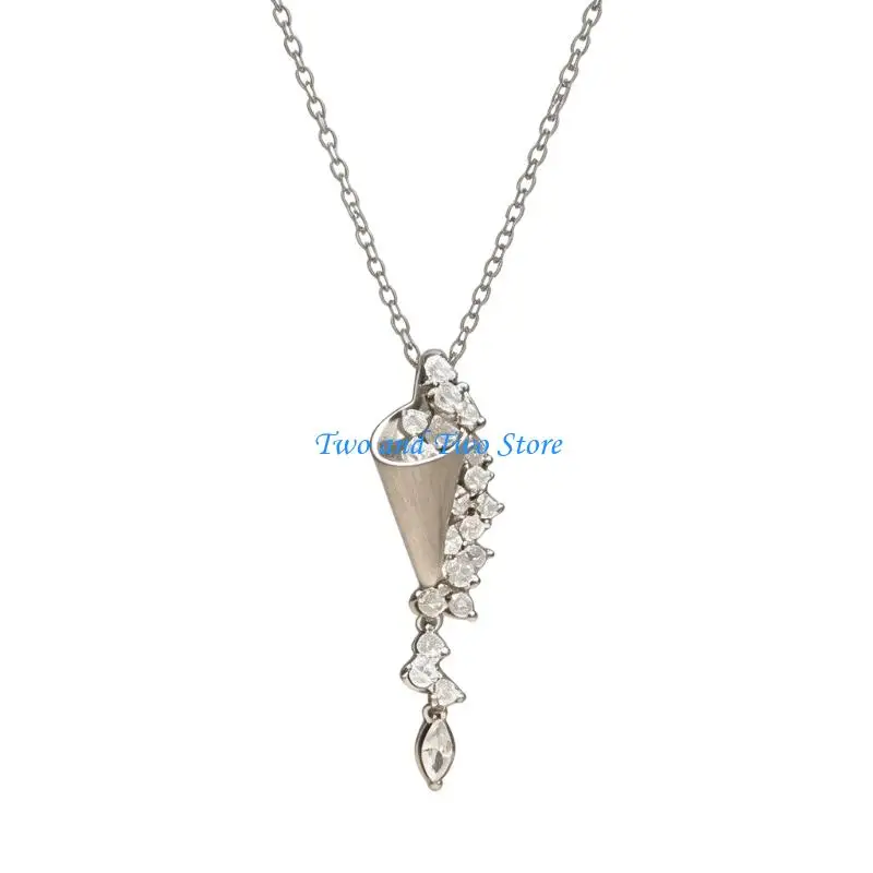 HX6F Exquisite Funnel Necklace Adorned With Temperament Full Rhinestones Design For Any Occasion